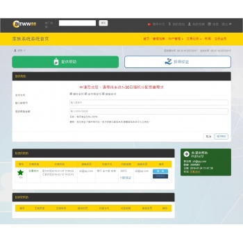 BITWWW88虚拟金融HZ系统完整源码全功能版，会员注册+排单币+短信接口+匹配系统