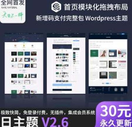 wordpress主题Rizhuti日主题V2.8最新版完美支付适合虚拟资源主题