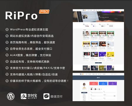 RiPro V5.8.0 无限制版本WordPress主题源码分享，优化后台管理提现管理，修复BUG等